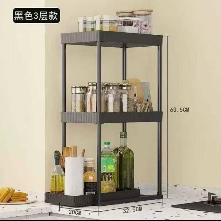 Countertop Kitchen Seasoning Shelf, 2 And 3 Layer Storage Rack, Under Sink Sliding Organizer Countertop Kitchen Seasoning Shelf, 2 And 3 Layer Storage Rack, Under Sink Sliding Organizer
